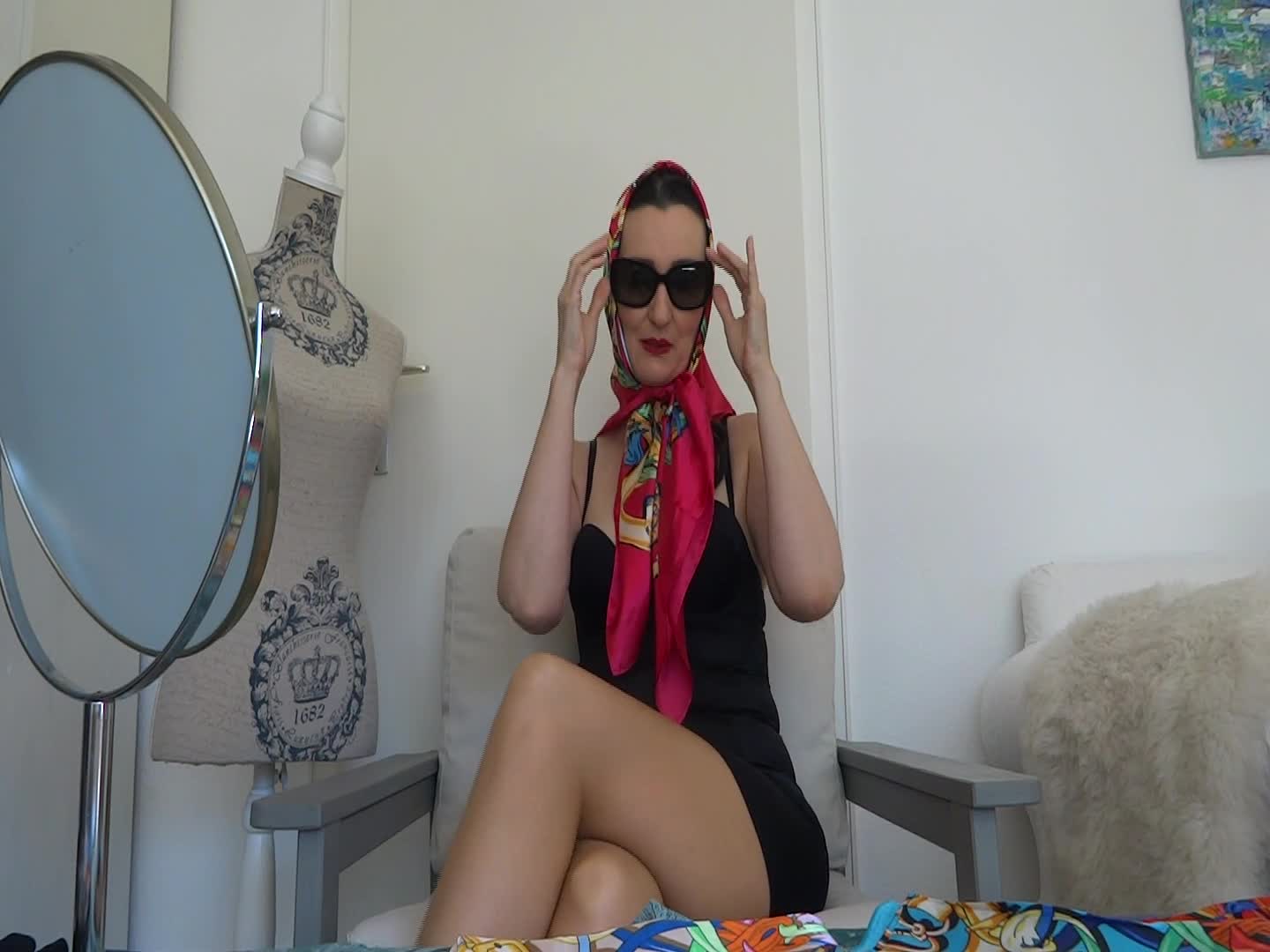  mir hebe sluty -54  LadyVictoriaValente - 4 Satin Scarfs Fitting - Jerk Off While You Sniff My  Scarf - iWantClips